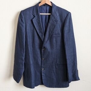 Vintage Gap 100% Linen Blazer Mens S Navy Blue Suit Jacket Sport Coat Preppy 90s